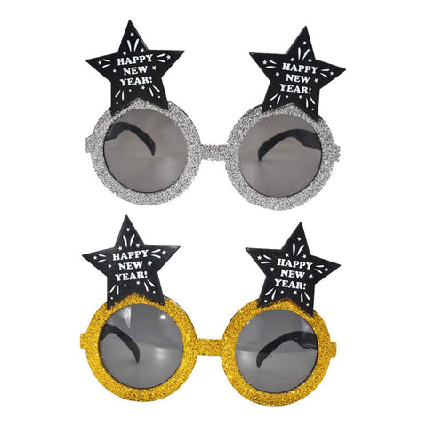 Amosfun 2 Pcs Celebration Favors Prom New Years Eve Stocking Stuffers Ebt Photo Booth Prop Happy New Year Eyeglasses Number Glasses Apparel