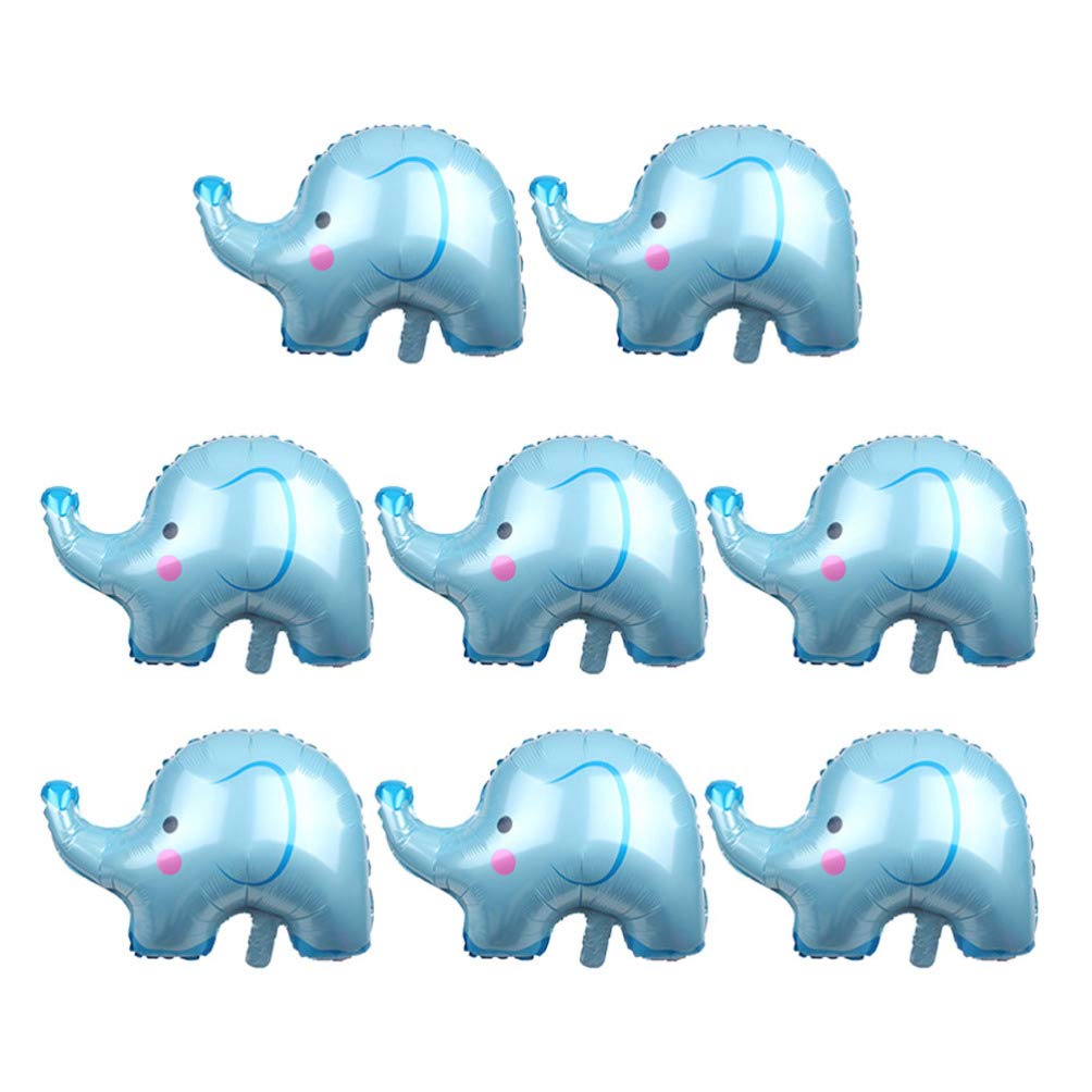 8PCS Blue Elephant Balloons Aluminum Foil Elephant Head Balloons for Animal Theme Party Baby Shower Gender Reveal Party Supplies