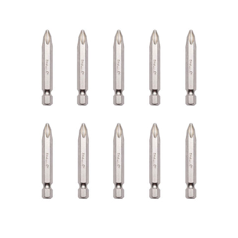 Jetech PH2 50mm Phillips Screwdriver Bits (10 Pack) - 2 inch Nickle Plated Heat Treated S2 Alloy Precision Bits with Case
