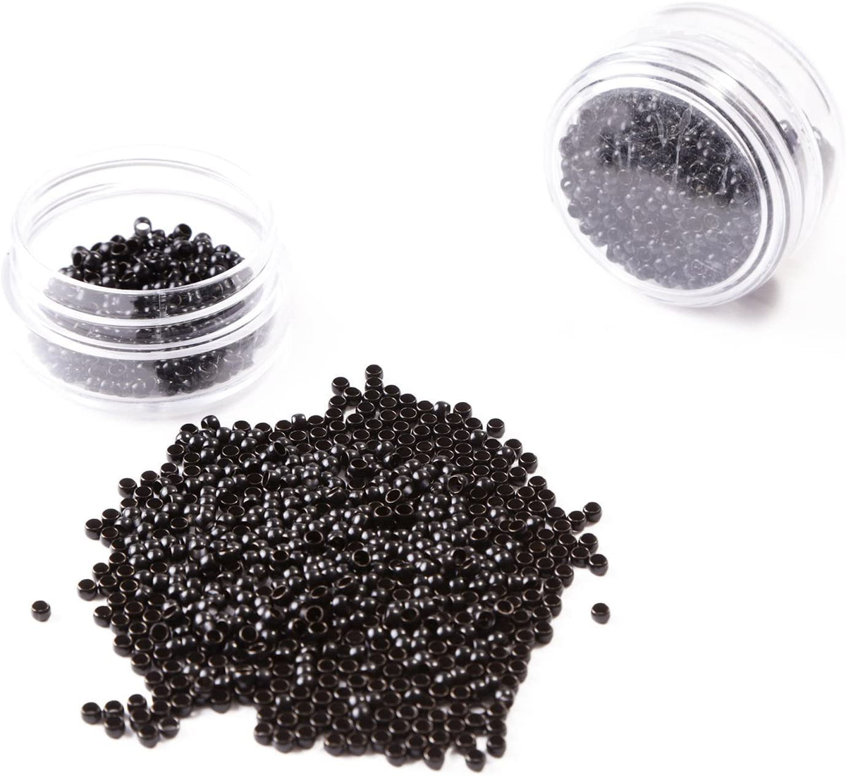 Vlasy Silicone Lined Nano Rings Beads for Nano Tip Hair Extensions Micro Nano Beads (200pcs, Black)