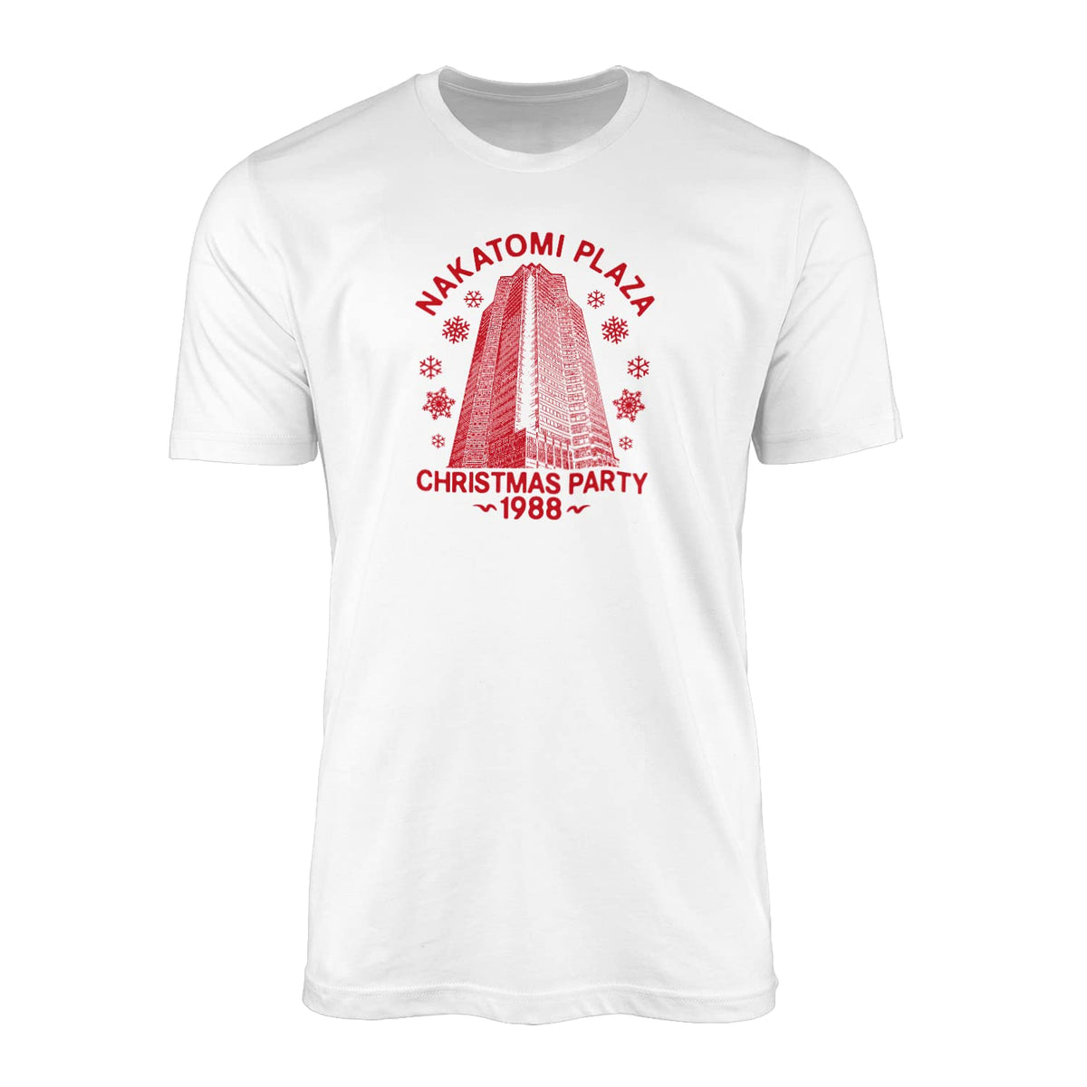 Nakatomi Plaza Christmas Party T-Shirt - Adult's Eve Xmas 1988 Detective Cinema Movie American Action Thiller Film InspiWhiteFan Top Tee Clothing Present Gift (White, Large)
