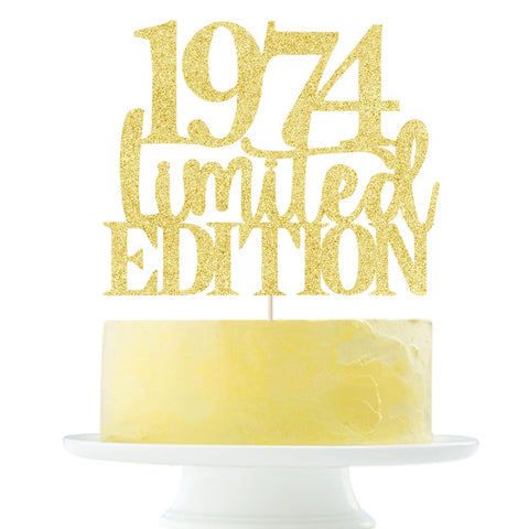 Limited EDITION 1974 cake topper 50th birthday happy birthday cake topper men and women cheer 50years old handmade Golden glitter cake decoration