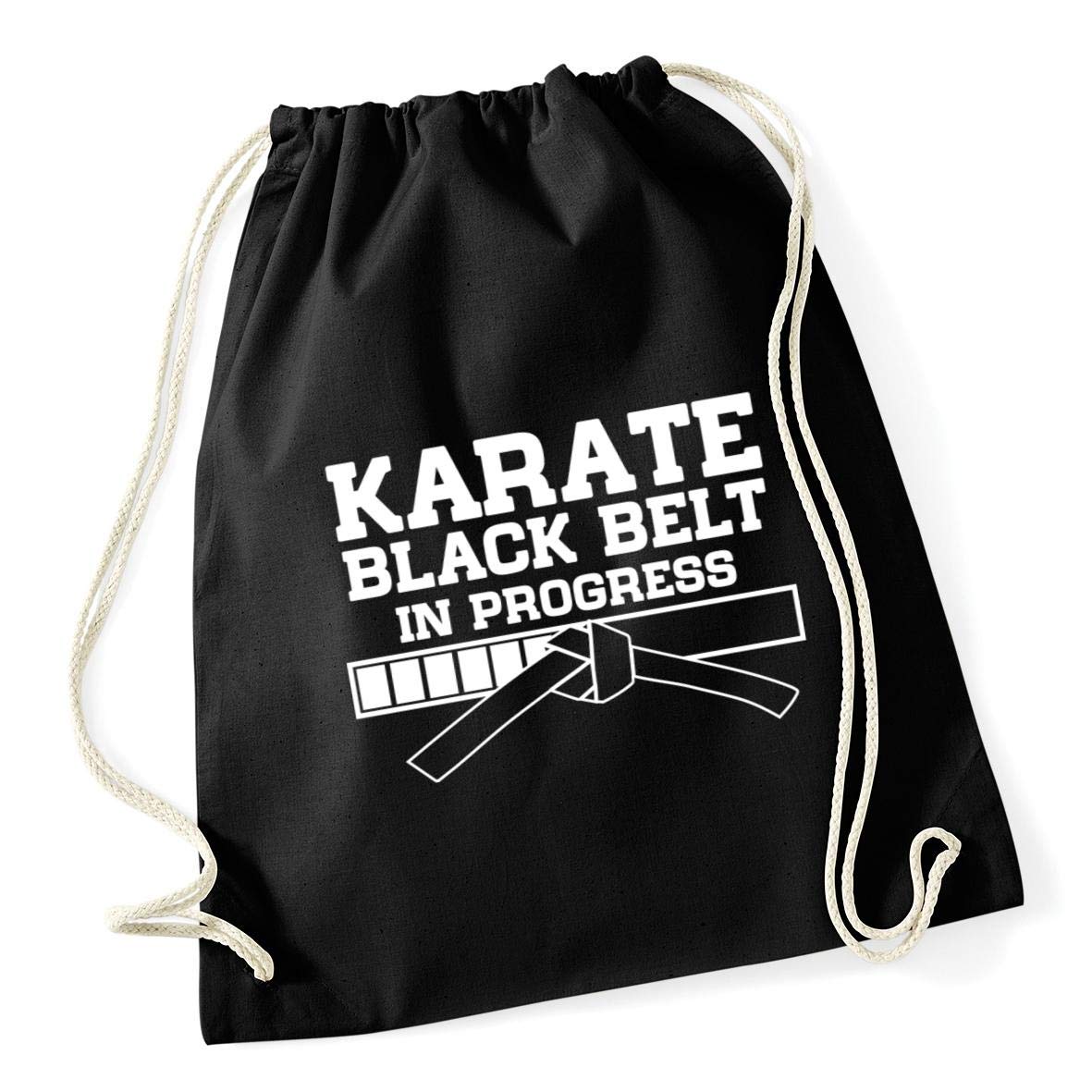 Hippowarehouse Karate Black Belt in ProgressÃƒÆ’Ã†â€™Ãƒâ€ Ã¢â‚¬â„¢ÃƒÆ’Ã‚Â¢ÃƒÂ¢Ã¢â‚¬Å¡Ã‚Â¬Ãƒâ€¦Ã‚Â¡ÃƒÆ’Ã†â€™ÃƒÂ¢Ã¢â€šÂ¬Ã…Â¡ÃƒÆ’Ã¢â‚¬Å¡Ãƒâ€šÃ‚Â  Drawstring Cotton School Gym Bag 37cm x 46cm, 12 litres