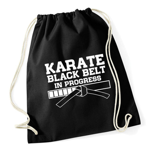 Hippowarehouse Karate Black Belt in ProgressÃƒÆ’Ã†â€™Ãƒâ€ Ã¢â‚¬â„¢ÃƒÆ’Ã‚Â¢ÃƒÂ¢Ã¢â‚¬Å¡Ã‚Â¬Ãƒâ€¦Ã‚Â¡ÃƒÆ’Ã†â€™ÃƒÂ¢Ã¢â€šÂ¬Ã…Â¡ÃƒÆ’Ã¢â‚¬Å¡Ãƒâ€šÃ‚Â  Drawstring Cotton School Gym Bag 37cm x 46cm, 12 litres