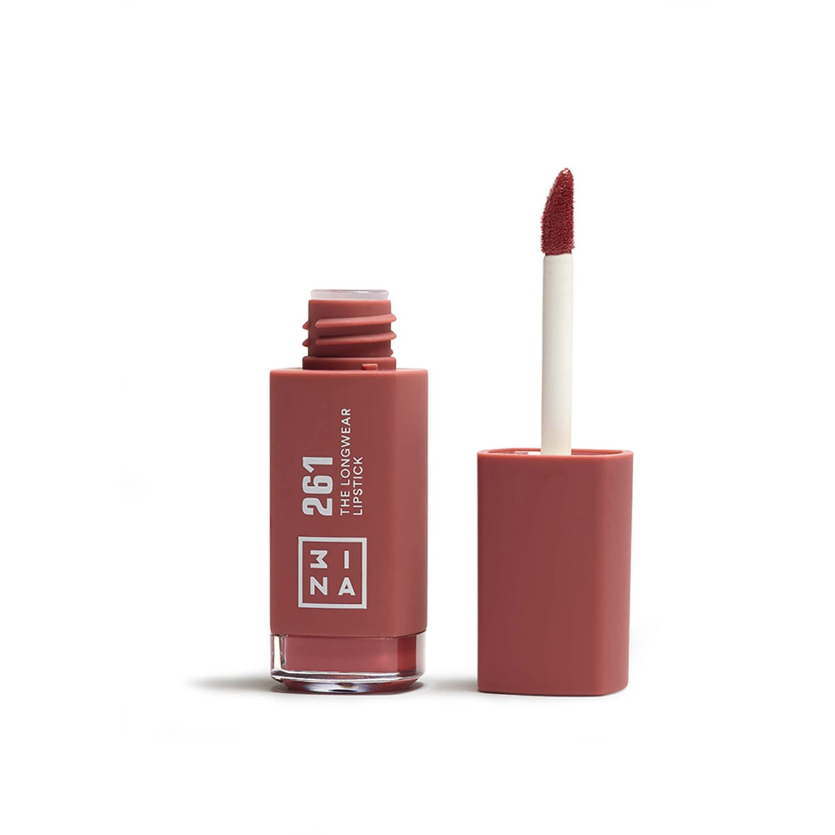 3INA MAKEUP - The Longwear Lipstick 261 - Dark nude Long Lasting Lipstick - Matte Lipstick with Hyaluronic Acid to Moisturise the Lips - Highly Pigmented Liquid Lipstick - Vegan - Cruelty Free