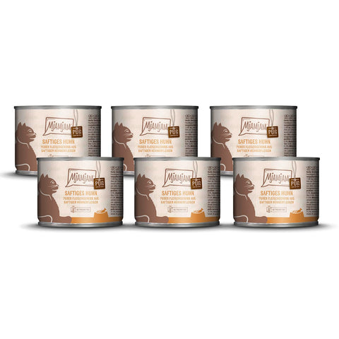 MjAMjAM - premium wet food for cats - pure meat enjoyment - juicy chicken pure, pack of 6 (6 x 200 g), grain-free with extra meat