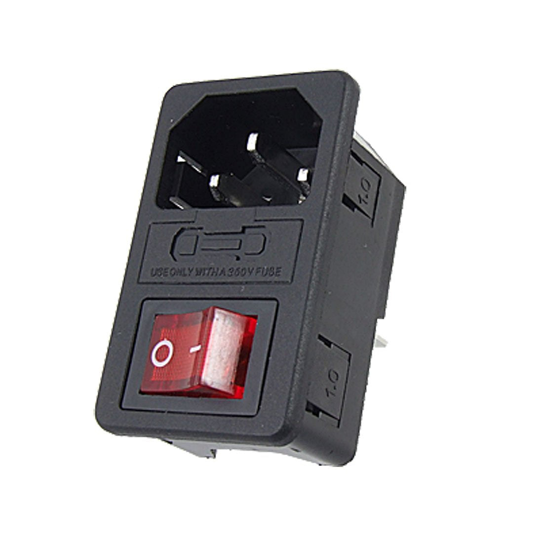 Sourcingmap Inlet Male Power Socket Fuse Holder with Rocker Switch 10A 250V 3Pin IEC320 C14