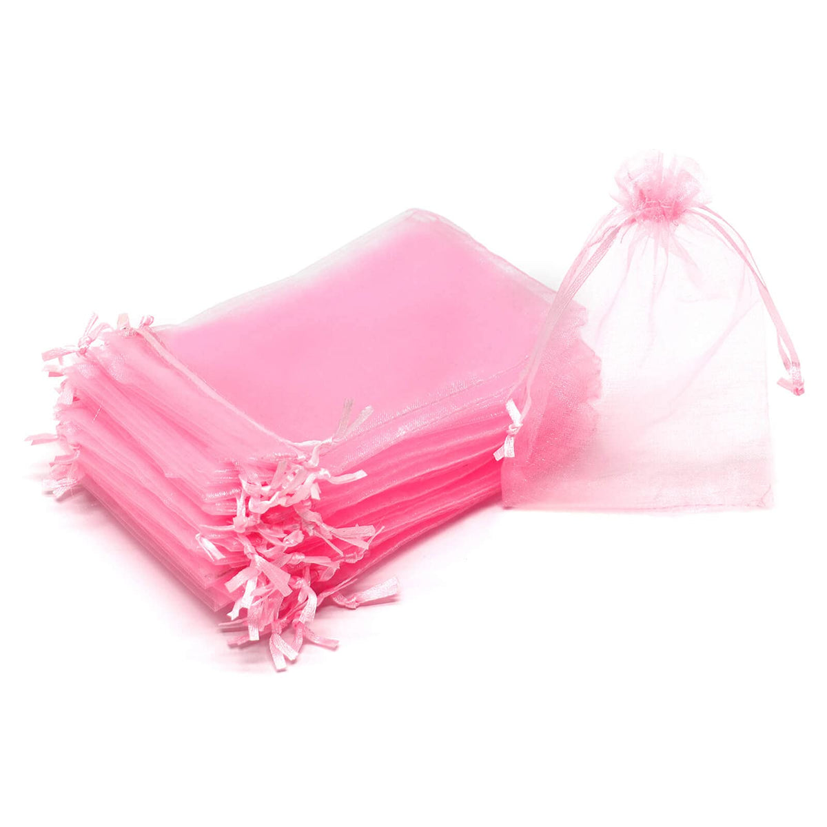 Dealglad 50Pcs Pink Organza Gift Bags 5x7 Inch, Mesh Jewelry Gift Bags Drawstring Christmas Candy Pouch Wedding Party Favor Bags