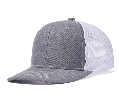 Quanhaigou Trucker Hat - Mesh Snap Back - Unisex Adjustable Baseball Cap - Outdoor Hats for Men Women (Grey White)