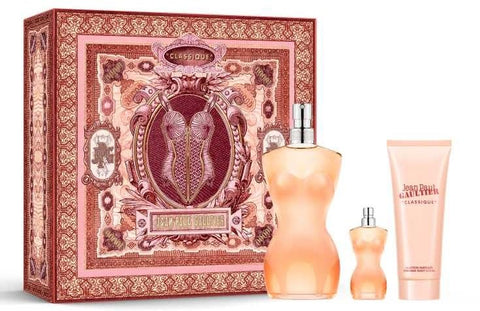 Jean Paul Gaultier Classic Lot 3-pcs Gift set for Women (Eau de Toilette spray 3.3 fl oz + Body Lotion 2.5 fl oz + Eau de Toilette Spray 0.2 fl oz)