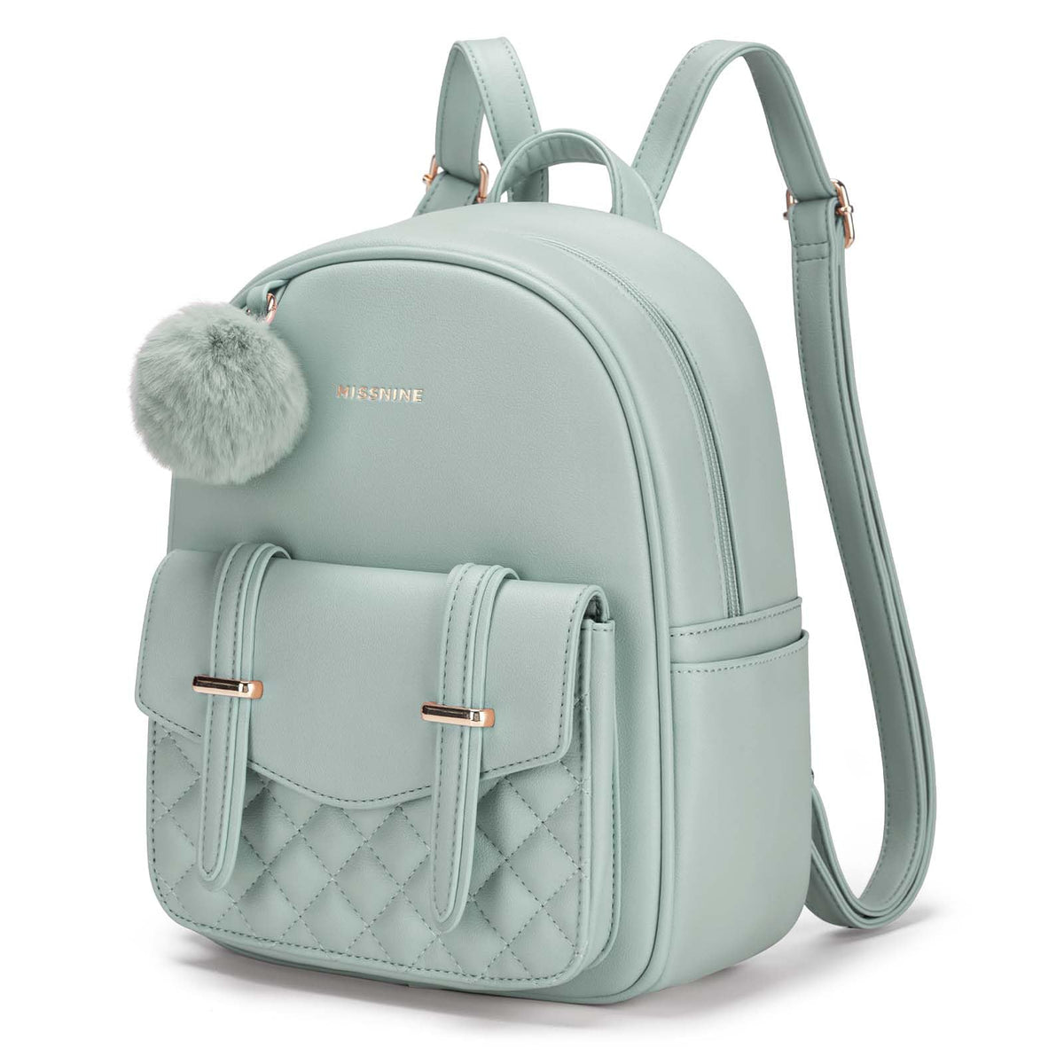Missnine Mini Backpack for Women Cute Small Backpack Purse With Pompom PU Leather Bookbag Small Casual Daypacks For Ladies