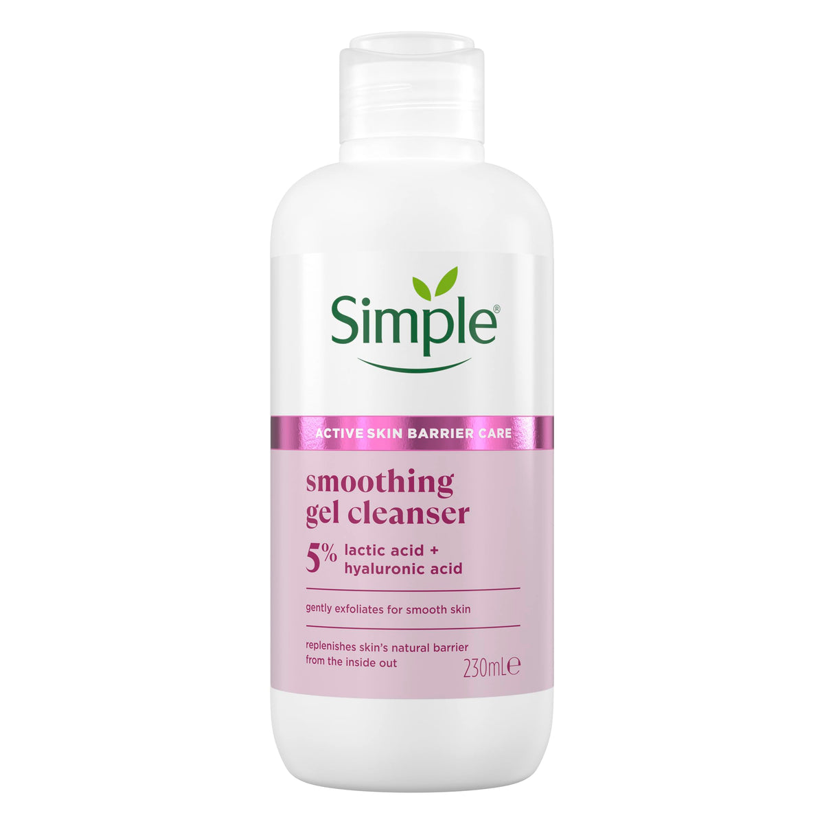Simple Smoothing Gel Cleanser with 5 Percent AHA and Hyaluronic Acid 230 ml