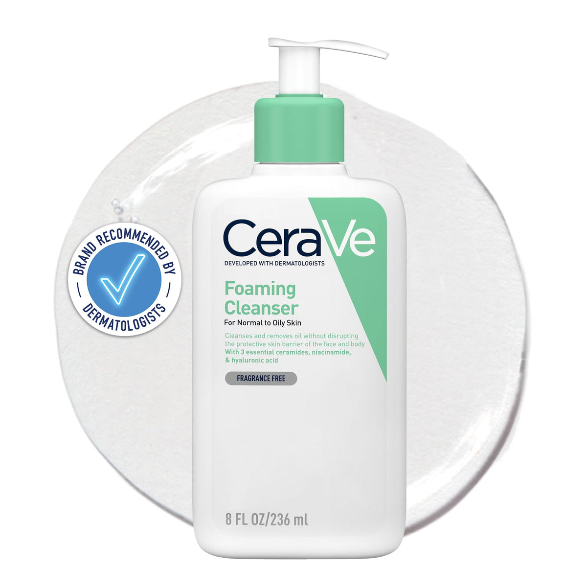 CeraVe Foaming Cleanser with Niacinamide and 3 Essential Ceramides for Normal to Oily Skin 236ml
