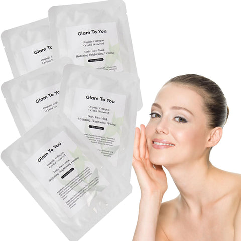 Generic Crystal Seaweed, Organic Collagen Sheet Face Mask, Nourishing, Moisturizing, Firming, with Hyaluronic Acid, Vegan, Daily Face Mask. Anti- Aging, Instant Hydration, 5- Pack