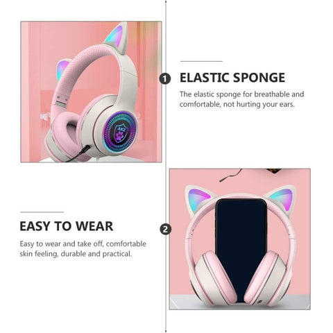 SOLUSTRE 1Pc Luminous Cat Headset Sound Computer Gamer Headset Noise canceling mic Cat Ear Headset USB mic Computer Gaming USB Gaming Headset Computer Microphones USB Headset abs Laptop