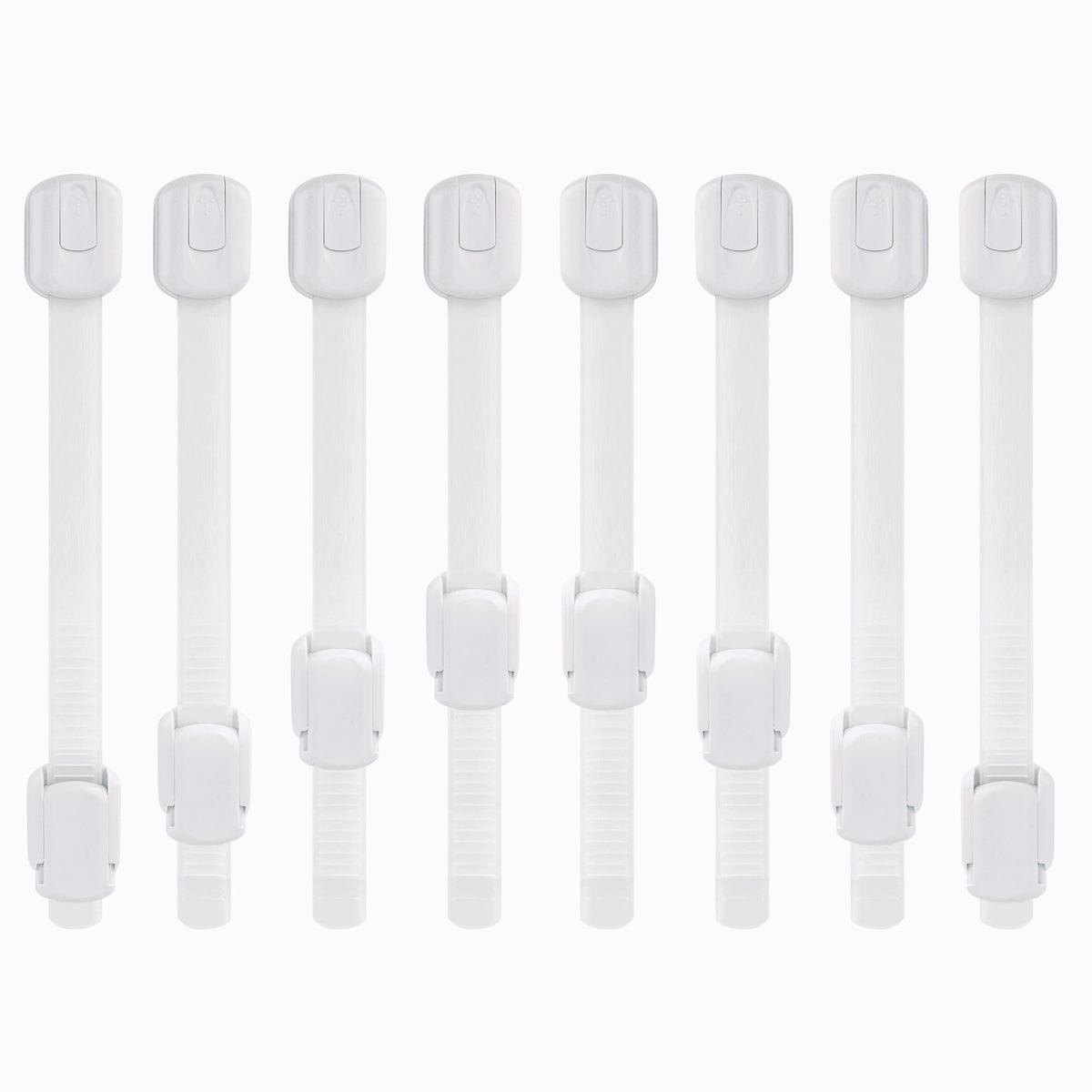 Child Safety Strap Locks (8 Pack) for Cupboards, Fridge, Cabinets, Drawers, Dishwasher, Toilet, 3M Adhesive No Drilling - by Jool Baby