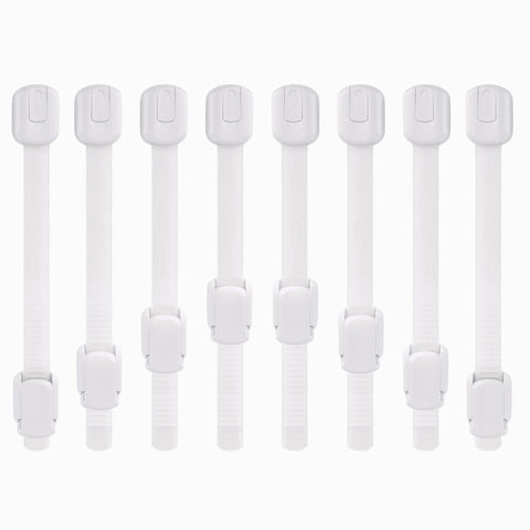 Child Safety Strap Locks (8 Pack) for Cupboards, Fridge, Cabinets, Drawers, Dishwasher, Toilet, 3M Adhesive No Drilling - by Jool Baby