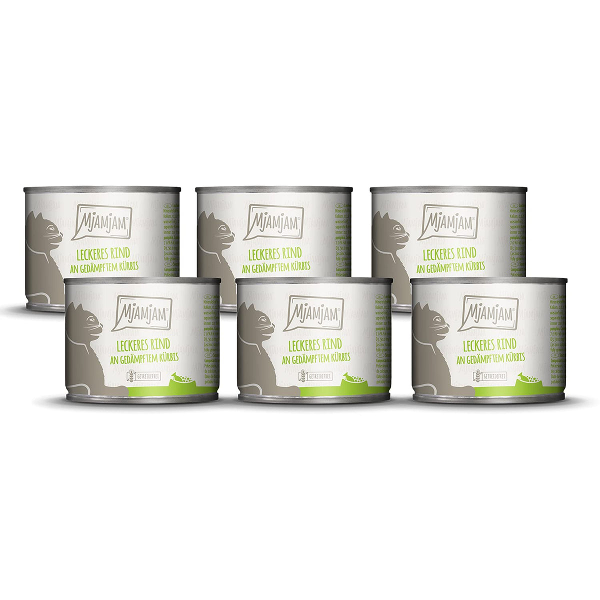 MjAMjAM - premium wet food for cats - delicious beef with steamed pumpkin, pack of 6 (6 x 200 g), grain-free with extra meat