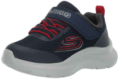 Skechers Boy's Skech Fast-Brisk Buddies Sneaker, Navy/Red, 10 Toddler
