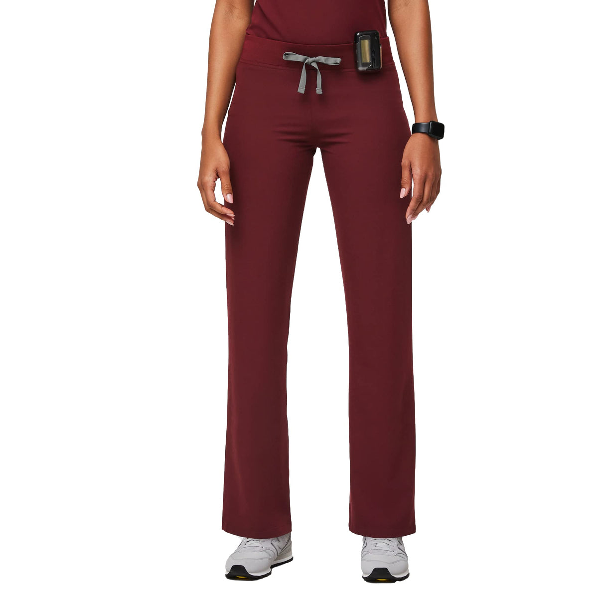 FIGS Livingston Basic Scrub Pants for Women - Burgundy, M-Petite