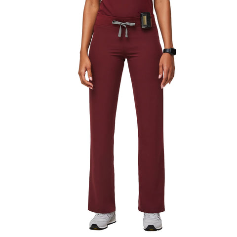 FIGS Livingston Basic Scrub Pants for Women - Burgundy, M-Petite