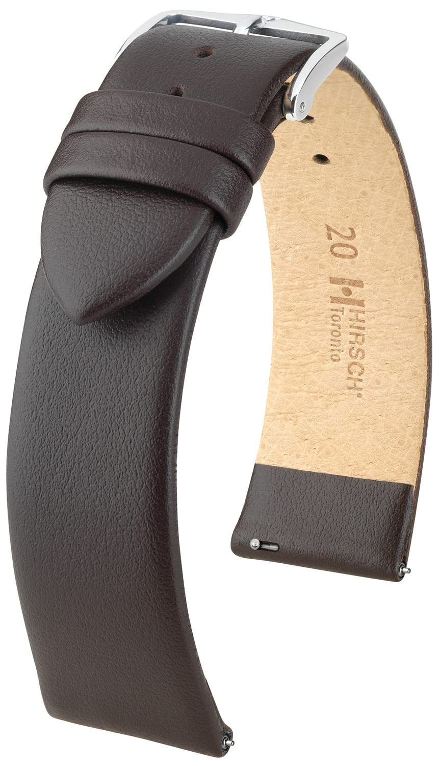 Hirsch Watch bracelet Toronto L - Italian calf leather - classic/elegant - for ladies & gentlemen - brown - 22 mm