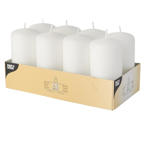 PAPSTAR 17984 Pillar Candles, Paraffin Wax, White, Unscented