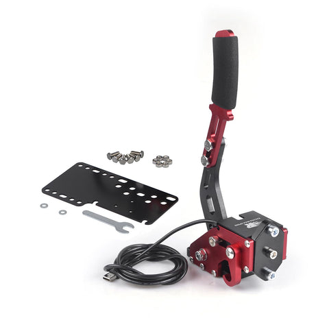 ZHSYMX USB Handbrake for 16Bit SIM PC Racing Games, Compatible with G27 G29 G920 G923 T500 T300 Simulate Linear Handbrake With Plate?Only PC System? Red