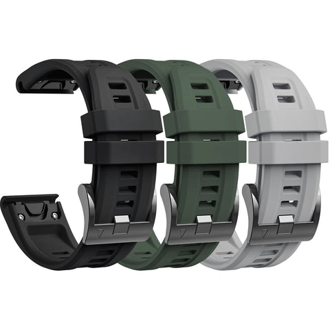lepmok 26mm Strap for Garmin Fenix7X/Fenix 7X Solar/Fenix 7X Sapphire Solar/Fenix 6X/Fenix 6X Pro/Fenix 6X Sapphire/Fenix 5X Puls/Fenix 5X Sapphire (3-pack) (Black/Blackish Green/Gray)
