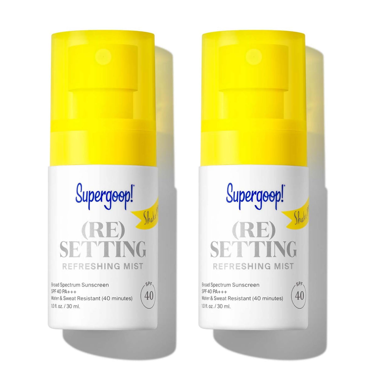 Supergoop! (Re)setting Refreshing Mist - 1 fl oz, Pack of 2 - SPF 40 PA+++ Facial Mist - Sets Makeup, Refreshes UV Protection & Helps Filter Pollution - Light, Natural Scent