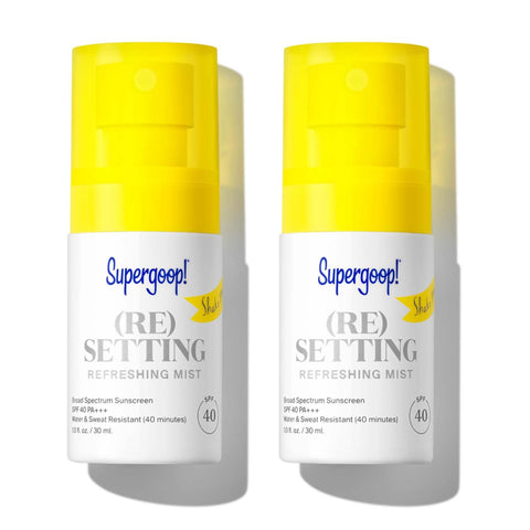 Supergoop! (Re)setting Refreshing Mist - 1 fl oz, Pack of 2 - SPF 40 PA+++ Facial Mist - Sets Makeup, Refreshes UV Protection & Helps Filter Pollution - Light, Natural Scent