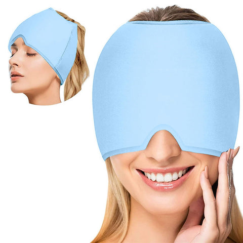 Migraine Relief Cap, Migraine Mask, Reusable Migraine and Headache Mask, Migraine Cap Bonnet, Anti-Migraine Refreshing Ice Mask, Headache Hat, Sinus and Stress, Blue