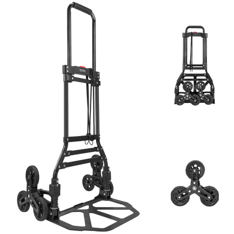 RJTEK Stair Climber Hand Truck & Dolly, 220lb Capacity, Heavy-Duty Stair Climbing Cart, Lightweight Luggage Trolley with Telescoping Handle, Black