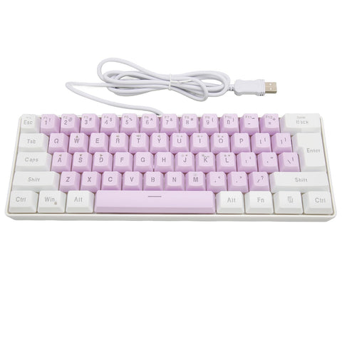 Gaming Keyboard, UV Coated Keycaps Computer Keyboard Contrast Color Wired 61 Keys for Office (#2)