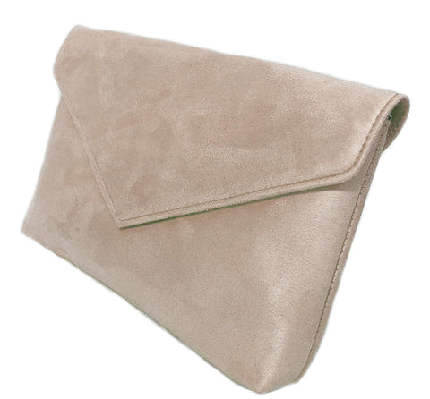 LeahWard Women's Faux Suede Leather Clutch Bag Wedding Party Evening Purse Handbags (Nude)
