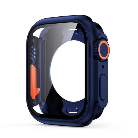 VeveXiao Compatible with Apple Watch Series 10 (2024) 46mm Screen Protector Change to Ultra, PC Case Tempered Glass Film Bumper Protective Cover for iWatch 46mm Series 10,Blue