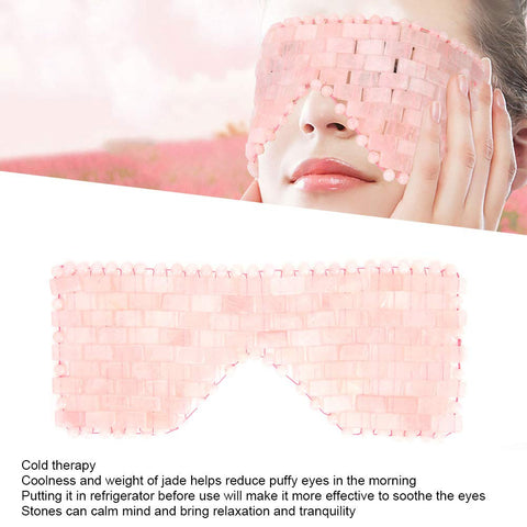 Jade Eye Mask,Jade Stone Cooling Mask,Jade Stones Anti-Aging Cooling Sleeping Eye Mask,Cold Eye Massager Eye Covers for Relief Eye Fatigue(Rose Quartz)