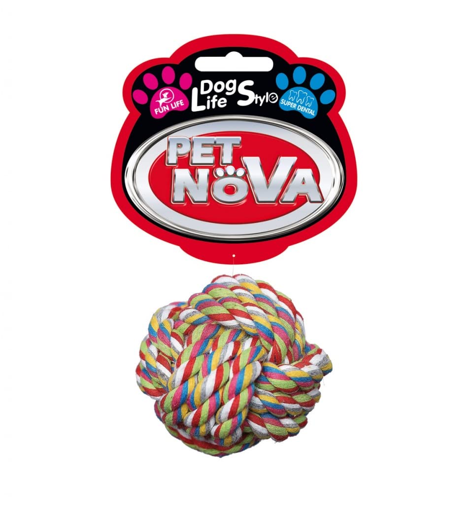 Pet Nova Cotton Ball 7.5 cm - Superdental - Toothbrush Biting Hook - Weight 100-110 g, Rope Ball 7.5 cm