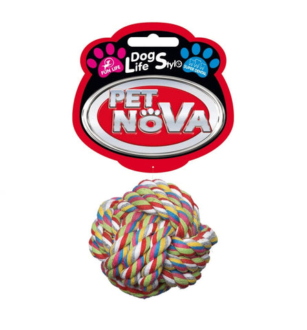 Pet Nova Cotton Ball 7.5 cm - Superdental - Toothbrush Biting Hook - Weight 100-110 g, Rope Ball 7.5 cm