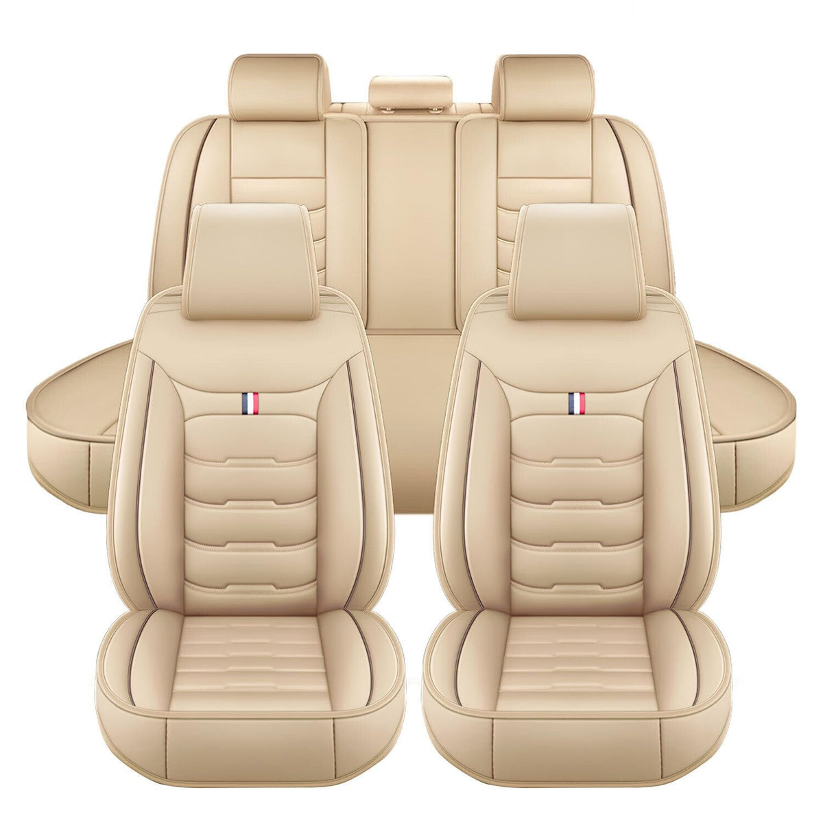 FESTAS Car Seat Covers for Suzuki Jimny 2007-2024, Leather Seat Covers Protectors Cushion Full Set Waterproof Breathable 5 Seats, Interior Accessories,B Beige