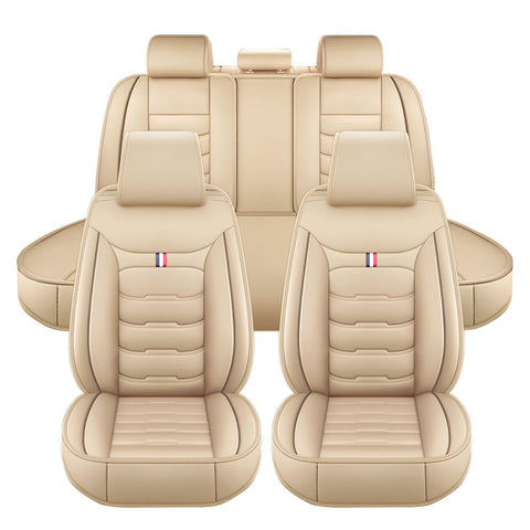 FESTAS Car Seat Covers for Suzuki Jimny 2007-2024, Leather Seat Covers Protectors Cushion Full Set Waterproof Breathable 5 Seats, Interior Accessories,B Beige