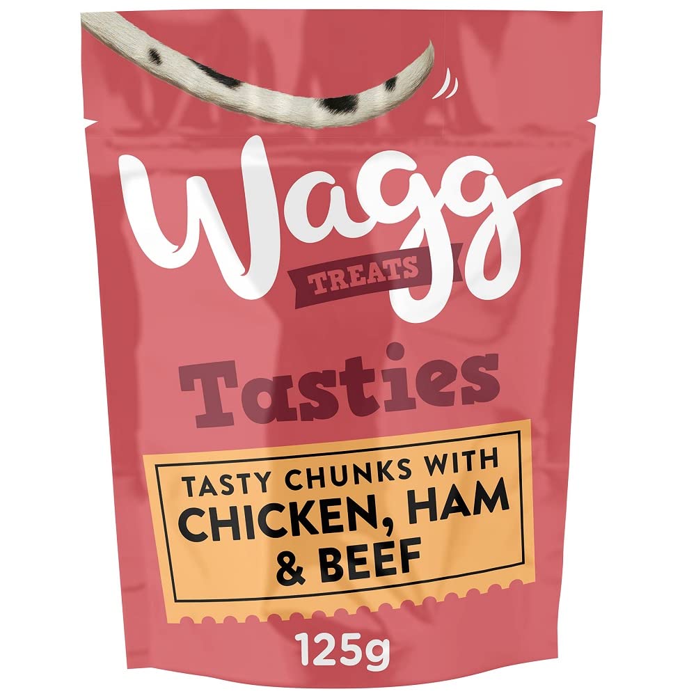 Wagg Chicken, Ham & Beef Tasty Chunks Dog Treats 125g, pack of 7