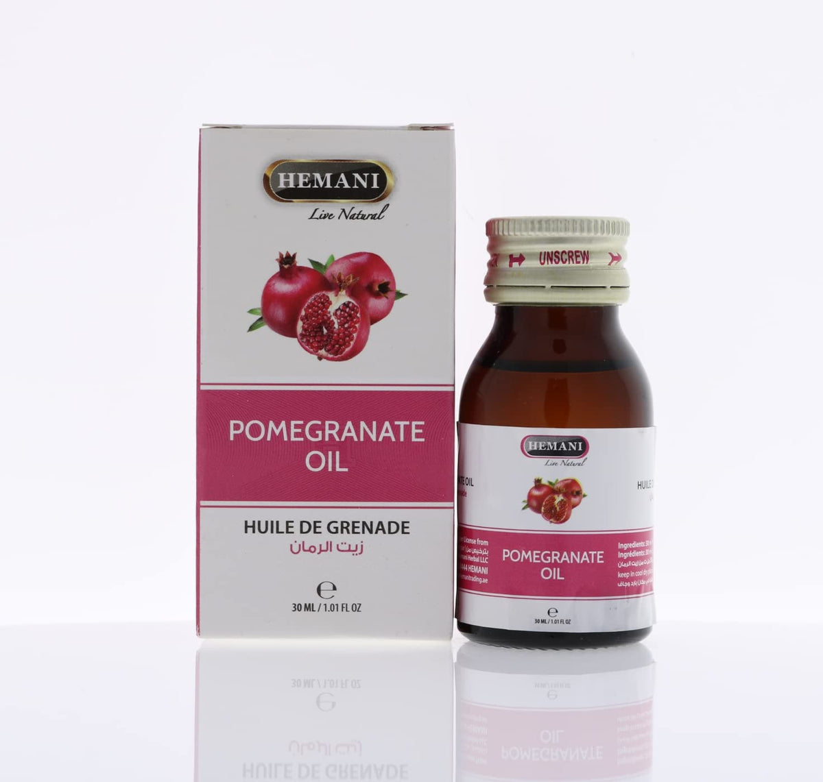 Hemani Pomegranate Seed Oil 30 ml, 100% Pure - For Face, Skin | Punica granatum