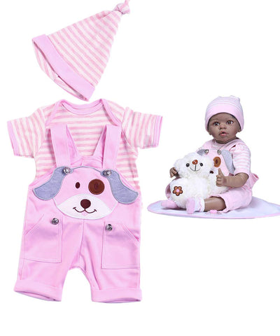 Reborn Baby Dolls Clothes 22 inches Girl Pink Overalls Outfit Sets for 20-23" Reborn Doll Clothes Newborn Doll Clothes Accessories