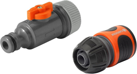 Gardena Soaker Hose Connection Set: Fittings for The Gardena Soaker Hose, Connection Unit with Control Valve for Soaker Start and Water Stop for Soaker Stop (1989-20)