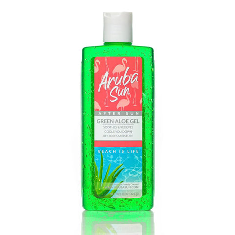 ARUBA SUN After Sun Cooling Aloe Vera Green Gel, 8 oz, Infused with Vitamin E & Tea Tree Oil to Soothe, Calm & Hydrate your Sunburn