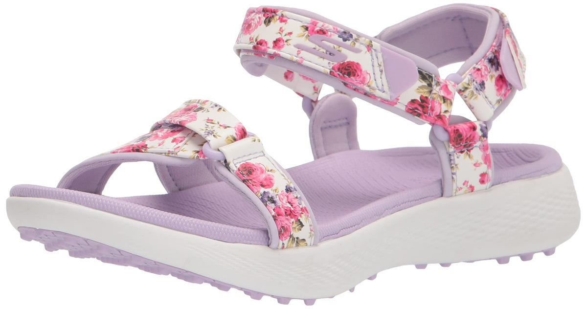 Skechers Women's 600 Spikeless Golf Sandal Shoe, White/Multi Flower Print, 10