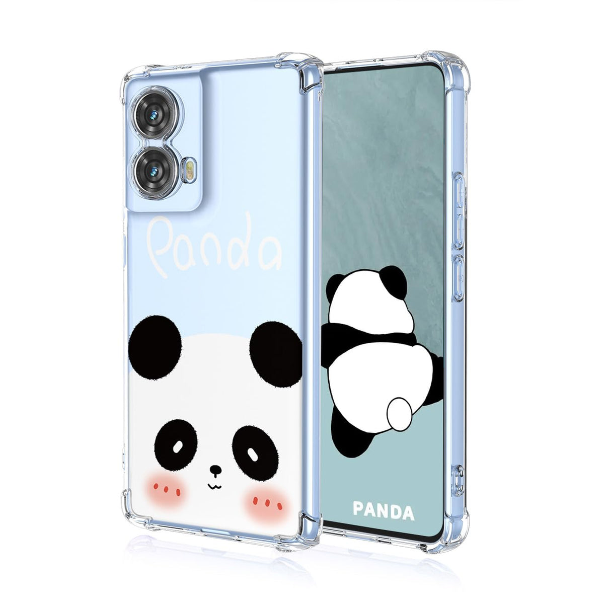 YUEQIAN Case for Motorola Moto G85 5G, Fashion Flower Cartoon Pattern Clear Cover, Ultra Thin Soft TPU Silicone Bumper Shockproof Boy Girl Transparent Cover (Panda)