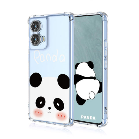 YUEQIAN Case for Motorola Moto G85 5G, Fashion Flower Cartoon Pattern Clear Cover, Ultra Thin Soft TPU Silicone Bumper Shockproof Boy Girl Transparent Cover (Panda)