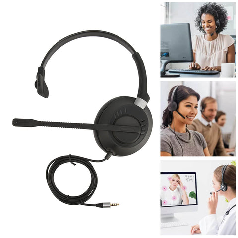 Call Center Headphone, Single Ear Flexible Lightweight Noise Reduction Plug and Play HD Microphone Cell Phone Headset for Home